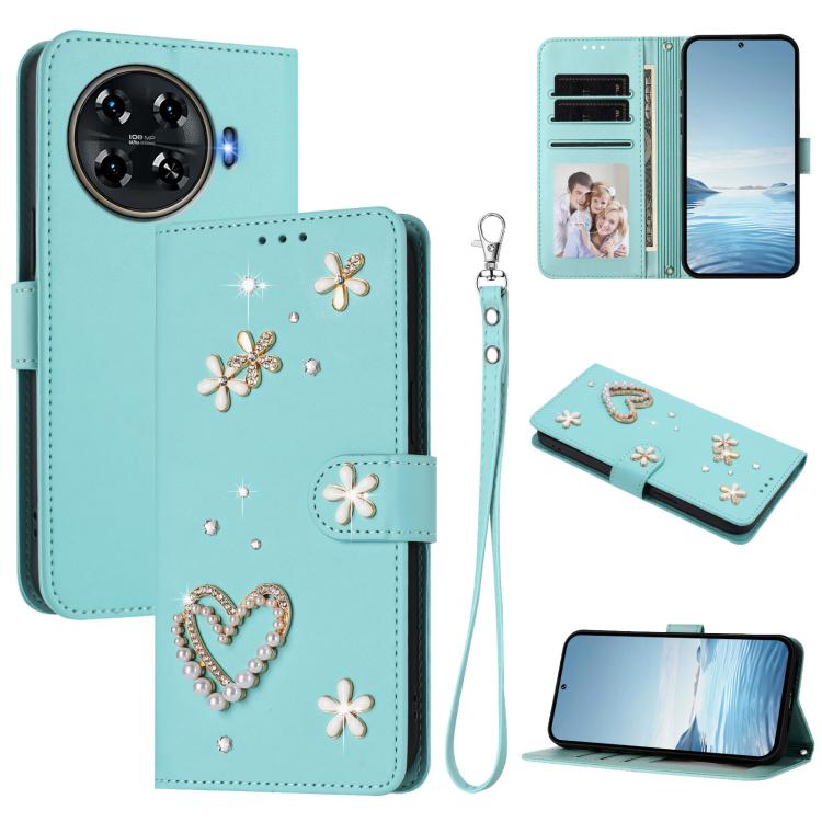 ZS01 Double-Layer Heart Floral Vegan Leather Phone Case with Wrist Strap, For Tecno Pova 6 4G, For Tecno Pova 6 5G / 6 Pro 5G, For Tecno Camon 30 Pro 5G, For Tecno Camon 30 Premier, For Tecno Camon 30 4G / 5G, For Tecno Spark 20 Pro+ 4G                ...