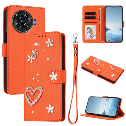 ZS01 Double-Layer Heart Floral Vegan Leather Phone Case with Wrist Strap, For Tecno Pova 6 4G, For Tecno Pova 6 5G / 6 Pro 5G, For Tecno Camon 30 Pro 5G, For Tecno Camon 30 Premier, For Tecno Camon 30 4G / 5G, For Tecno Spark 20 Pro+ 4G                ...