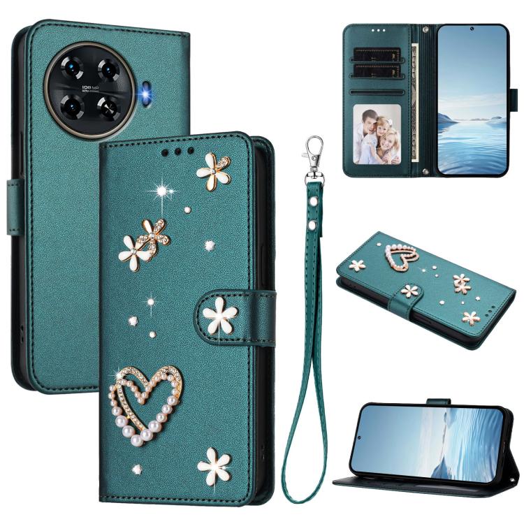 ZS01 Double-Layer Heart Floral Vegan Leather Phone Case with Wrist Strap, For Tecno Pova 6 4G, For Tecno Pova 6 5G / 6 Pro 5G, For Tecno Camon 30 Pro 5G, For Tecno Camon 30 Premier, For Tecno Camon 30 4G / 5G, For Tecno Spark 20 Pro+ 4G                ...