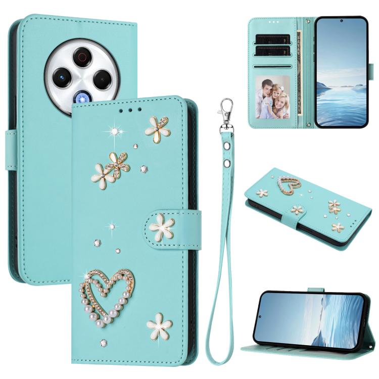 ZS01 Double-Layer Heart Floral Vegan Leather Phone Case with Wrist Strap, For Tecno Camon 40 Pro 4G Global, For Tecno Camon 40 Premier, For Tecno Camon 40 4G, For Tecno Spark 30C 5G / Pop 9 5G, For Tecno Camon 30S / 30S Pro                             ...
