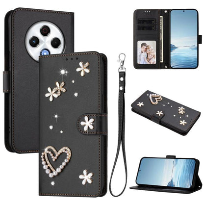 ZS01 Double-Layer Heart Floral Vegan Leather Phone Case with Wrist Strap, For Tecno Camon 40 Pro 4G Global, For Tecno Camon 40 Premier, For Tecno Camon 40 4G, For Tecno Spark 30C 5G / Pop 9 5G, For Tecno Camon 30S / 30S Pro                             ...