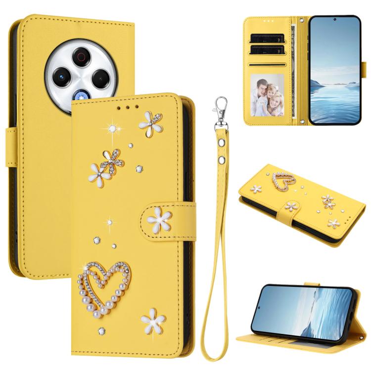 ZS01 Double-Layer Heart Floral Vegan Leather Phone Case with Wrist Strap, For Tecno Camon 40 Pro 4G Global, For Tecno Camon 40 Premier, For Tecno Camon 40 4G, For Tecno Spark 30C 5G / Pop 9 5G, For Tecno Camon 30S / 30S Pro                             ...