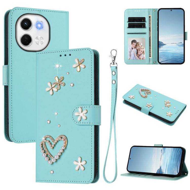 ZS01 Double-Layer Heart Floral Vegan Leather Phone Case with Wrist Strap, For Tecno Camon 40 Pro 4G Global, For Tecno Camon 40 Premier, For Tecno Camon 40 4G, For Tecno Spark 30C 5G / Pop 9 5G, For Tecno Camon 30S / 30S Pro                             ...