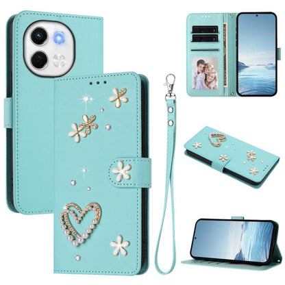 ZS01 Double-Layer Heart Floral Vegan Leather Phone Case with Wrist Strap, For Tecno Camon 40 Pro 4G Global, For Tecno Camon 40 Premier, For Tecno Camon 40 4G, For Tecno Spark 30C 5G / Pop 9 5G, For Tecno Camon 30S / 30S Pro                             ...