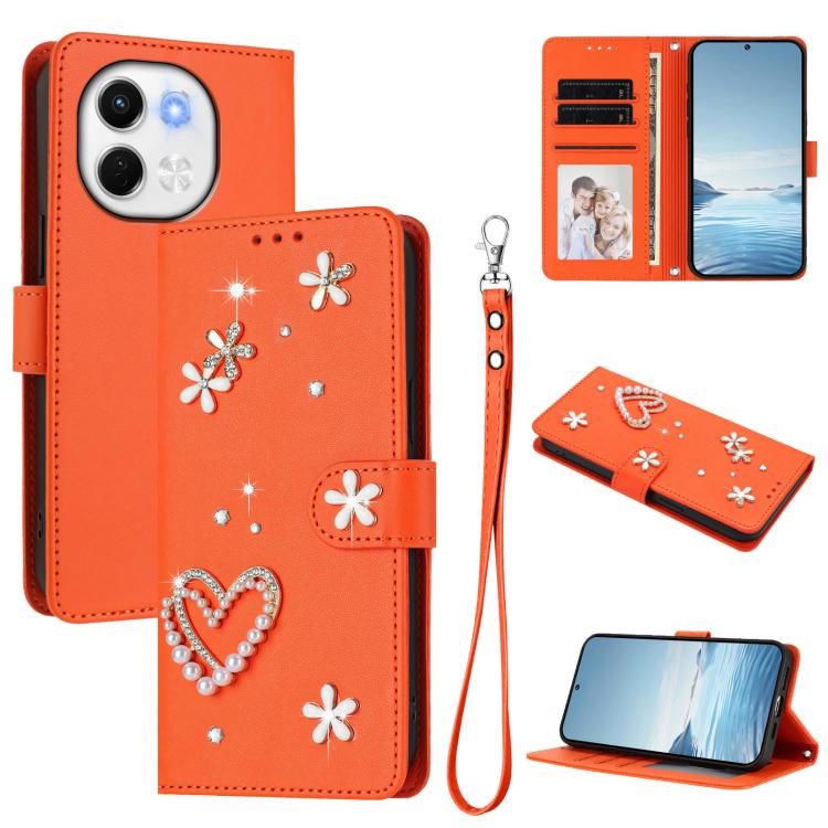 ZS01 Double-Layer Heart Floral Vegan Leather Phone Case with Wrist Strap, For Tecno Camon 40 Pro 4G Global, For Tecno Camon 40 Premier, For Tecno Camon 40 4G, For Tecno Spark 30C 5G / Pop 9 5G, For Tecno Camon 30S / 30S Pro                             ...