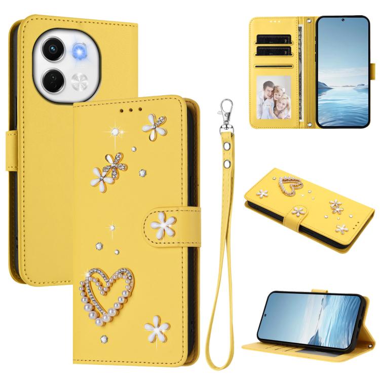 ZS01 Double-Layer Heart Floral Vegan Leather Phone Case with Wrist Strap, For Tecno Camon 40 Pro 4G Global, For Tecno Camon 40 Premier, For Tecno Camon 40 4G, For Tecno Spark 30C 5G / Pop 9 5G, For Tecno Camon 30S / 30S Pro                             ...