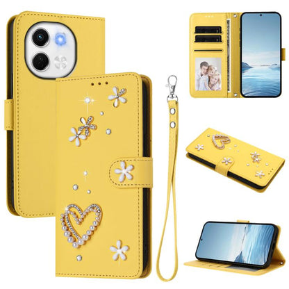 ZS01 Double-Layer Heart Floral Vegan Leather Phone Case with Wrist Strap, For Tecno Camon 40 Pro 4G Global, For Tecno Camon 40 Premier, For Tecno Camon 40 4G, For Tecno Spark 30C 5G / Pop 9 5G, For Tecno Camon 30S / 30S Pro                             ...