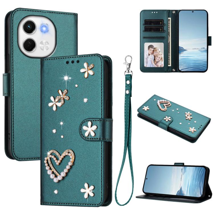 ZS01 Double-Layer Heart Floral Vegan Leather Phone Case with Wrist Strap, For Tecno Camon 40 Pro 4G Global, For Tecno Camon 40 Premier, For Tecno Camon 40 4G, For Tecno Spark 30C 5G / Pop 9 5G, For Tecno Camon 30S / 30S Pro                             ...
