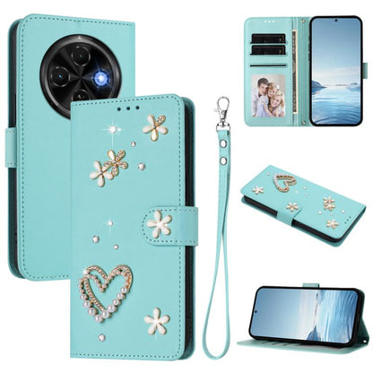 ZS01 Double-Layer Heart Floral Vegan Leather Phone Case with Wrist Strap, For Tecno Camon 40 Pro 4G Global, For Tecno Camon 40 Premier, For Tecno Camon 40 4G, For Tecno Spark 30C 5G / Pop 9 5G, For Tecno Camon 30S / 30S Pro                             ...