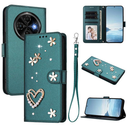 ZS01 Double-Layer Heart Floral Vegan Leather Phone Case with Wrist Strap, For Tecno Camon 40 Pro 4G Global, For Tecno Camon 40 Premier, For Tecno Camon 40 4G, For Tecno Spark 30C 5G / Pop 9 5G, For Tecno Camon 30S / 30S Pro                             ...