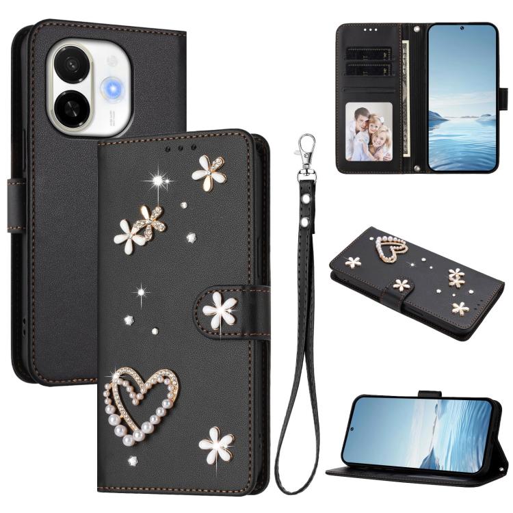 ZS01 Double-Layer Heart Floral Vegan Leather Phone Case with Wrist Strap, For Tecno Camon 40 Pro 4G Global, For Tecno Camon 40 Premier, For Tecno Camon 40 4G, For Tecno Spark 30C 5G / Pop 9 5G, For Tecno Camon 30S / 30S Pro                             ...