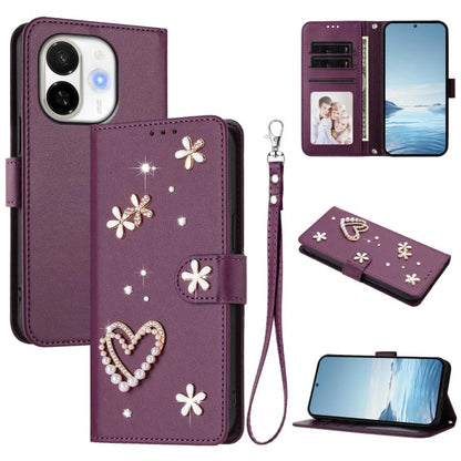 ZS01 Double-Layer Heart Floral Vegan Leather Phone Case with Wrist Strap, For Tecno Camon 40 Pro 4G Global, For Tecno Camon 40 Premier, For Tecno Camon 40 4G, For Tecno Spark 30C 5G / Pop 9 5G, For Tecno Camon 30S / 30S Pro                             ...