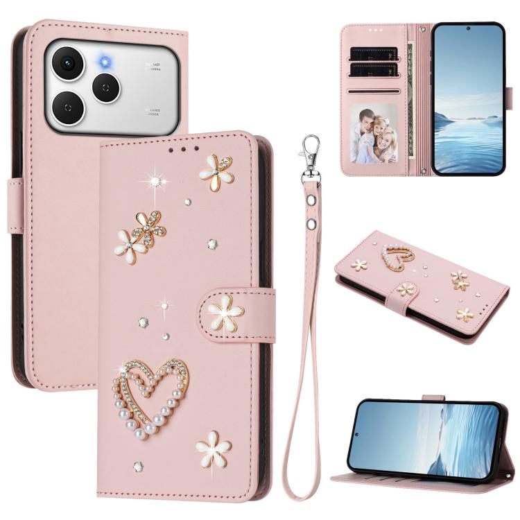 ZS01 Double-Layer Heart Floral Vegan Leather Phone Case with Wrist Strap, For Tecno Spark Go 2024 4G / Spark 20C 4G, For Tecno Spark Go 5G 2025 / Hot 60i 5G, For Tecno Spark Go 3, For Tenco Pova Slim 5G / Spark Slim 5G, For Tecno Spark 40C             ...