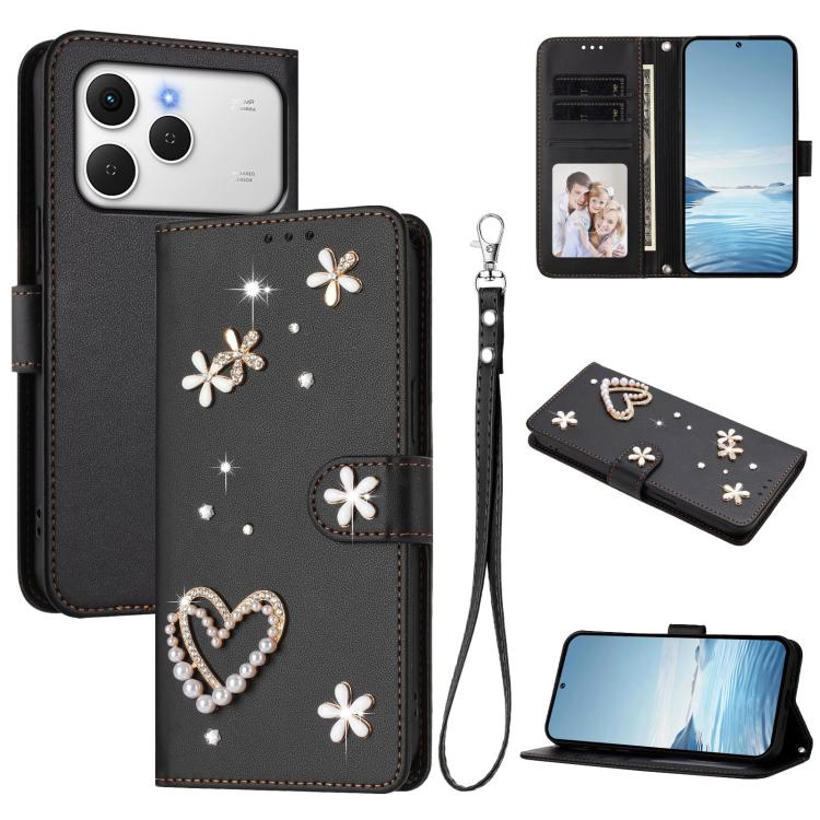 ZS01 Double-Layer Heart Floral Vegan Leather Phone Case with Wrist Strap, For Tecno Spark Go 2024 4G / Spark 20C 4G, For Tecno Spark Go 5G 2025 / Hot 60i 5G, For Tecno Spark Go 3, For Tenco Pova Slim 5G / Spark Slim 5G, For Tecno Spark 40C             ...