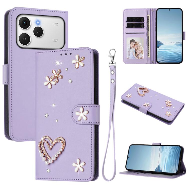 ZS01 Double-Layer Heart Floral Vegan Leather Phone Case with Wrist Strap, For Tecno Spark Go 2024 4G / Spark 20C 4G, For Tecno Spark Go 5G 2025 / Hot 60i 5G, For Tecno Spark Go 3, For Tenco Pova Slim 5G / Spark Slim 5G, For Tecno Spark 40C             ...