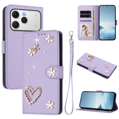 ZS01 Double-Layer Heart Floral Vegan Leather Phone Case with Wrist Strap, For Tecno Spark Go 2024 4G / Spark 20C 4G, For Tecno Spark Go 5G 2025 / Hot 60i 5G, For Tecno Spark Go 3, For Tenco Pova Slim 5G / Spark Slim 5G, For Tecno Spark 40C             ...