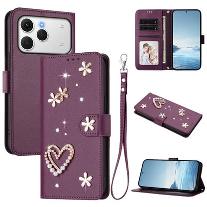 ZS01 Double-Layer Heart Floral Vegan Leather Phone Case with Wrist Strap, For Tecno Spark Go 2024 4G / Spark 20C 4G, For Tecno Spark Go 5G 2025 / Hot 60i 5G, For Tecno Spark Go 3, For Tenco Pova Slim 5G / Spark Slim 5G, For Tecno Spark 40C             ...