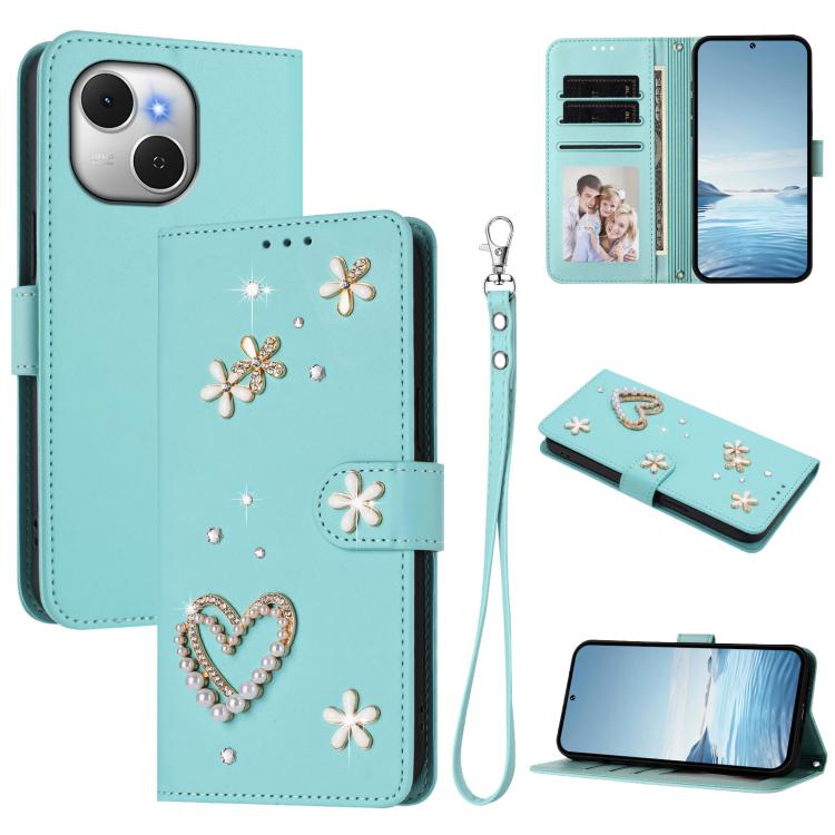 ZS01 Double-Layer Heart Floral Vegan Leather Phone Case with Wrist Strap, For Tecno Spark Go 2024 4G / Spark 20C 4G, For Tecno Spark Go 5G 2025 / Hot 60i 5G, For Tecno Spark Go 3, For Tenco Pova Slim 5G / Spark Slim 5G, For Tecno Spark 40C             ...