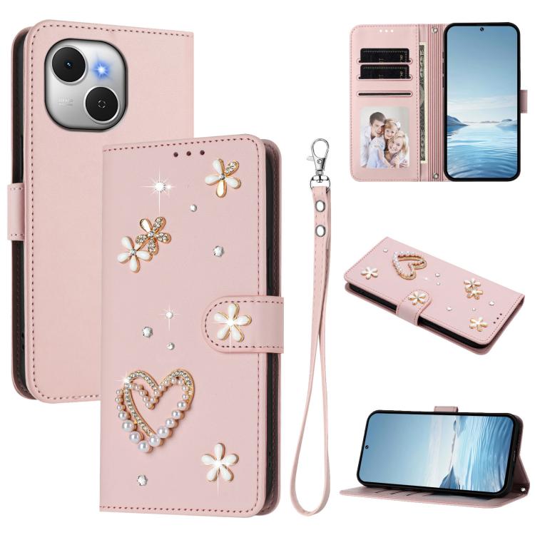 ZS01 Double-Layer Heart Floral Vegan Leather Phone Case with Wrist Strap, For Tecno Spark Go 2024 4G / Spark 20C 4G, For Tecno Spark Go 5G 2025 / Hot 60i 5G, For Tecno Spark Go 3, For Tenco Pova Slim 5G / Spark Slim 5G, For Tecno Spark 40C             ...