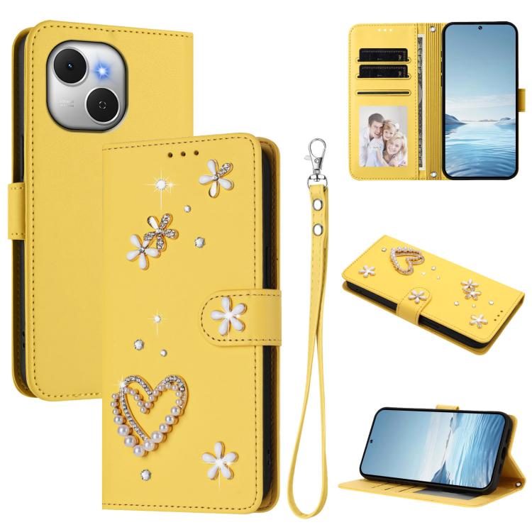 ZS01 Double-Layer Heart Floral Vegan Leather Phone Case with Wrist Strap, For Tecno Spark Go 2024 4G / Spark 20C 4G, For Tecno Spark Go 5G 2025 / Hot 60i 5G, For Tecno Spark Go 3, For Tenco Pova Slim 5G / Spark Slim 5G, For Tecno Spark 40C             ...