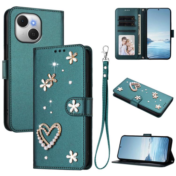 ZS01 Double-Layer Heart Floral Vegan Leather Phone Case with Wrist Strap, For Tecno Spark Go 2024 4G / Spark 20C 4G, For Tecno Spark Go 5G 2025 / Hot 60i 5G, For Tecno Spark Go 3, For Tenco Pova Slim 5G / Spark Slim 5G, For Tecno Spark 40C             ...