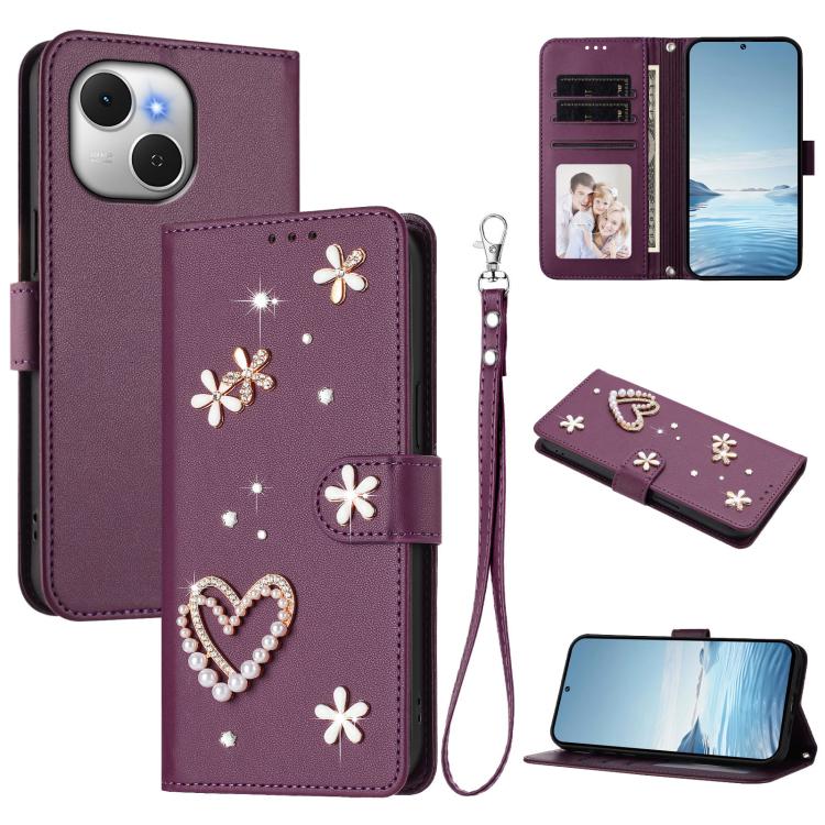 ZS01 Double-Layer Heart Floral Vegan Leather Phone Case with Wrist Strap, For Tecno Spark Go 2024 4G / Spark 20C 4G, For Tecno Spark Go 5G 2025 / Hot 60i 5G, For Tecno Spark Go 3, For Tenco Pova Slim 5G / Spark Slim 5G, For Tecno Spark 40C             ...