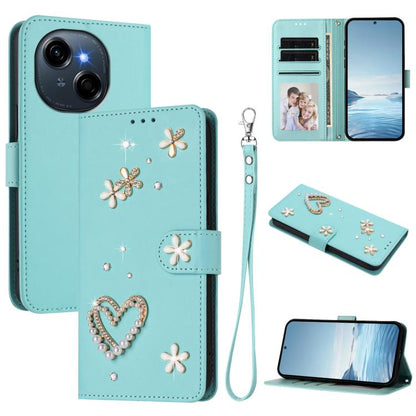 ZS01 Double-Layer Heart Floral Vegan Leather Phone Case with Wrist Strap, For Tecno Spark Go 2024 4G / Spark 20C 4G, For Tecno Spark Go 5G 2025 / Hot 60i 5G, For Tecno Spark Go 3, For Tenco Pova Slim 5G / Spark Slim 5G, For Tecno Spark 40C             ...