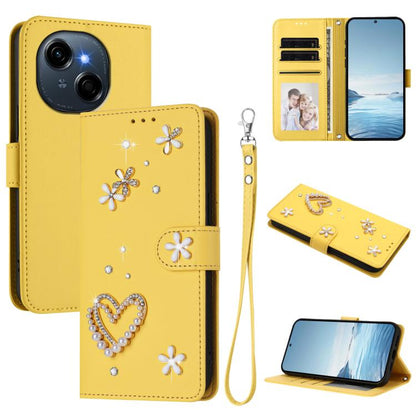 ZS01 Double-Layer Heart Floral Vegan Leather Phone Case with Wrist Strap, For Tecno Spark Go 2024 4G / Spark 20C 4G, For Tecno Spark Go 5G 2025 / Hot 60i 5G, For Tecno Spark Go 3, For Tenco Pova Slim 5G / Spark Slim 5G, For Tecno Spark 40C             ...