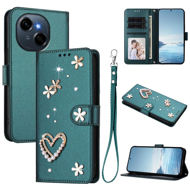 ZS01 Double-Layer Heart Floral Vegan Leather Phone Case with Wrist Strap, For Tecno Spark Go 2024 4G / Spark 20C 4G, For Tecno Spark Go 5G 2025 / Hot 60i 5G, For Tecno Spark Go 3, For Tenco Pova Slim 5G / Spark Slim 5G, For Tecno Spark 40C             ...