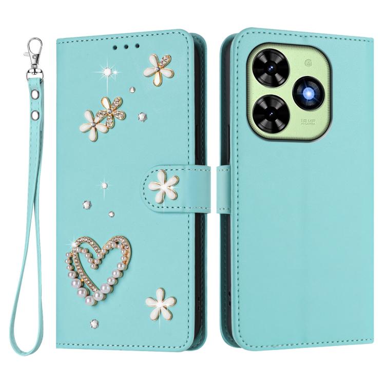 ZS01 Double-Layer Heart Floral Vegan Leather Phone Case with Wrist Strap, For Tecno Spark Go 2024 4G / Spark 20C 4G, For Tecno Spark Go 5G 2025 / Hot 60i 5G, For Tecno Spark Go 3, For Tenco Pova Slim 5G / Spark Slim 5G, For Tecno Spark 40C             ...