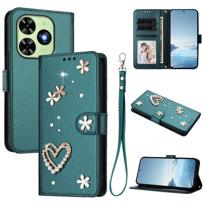 ZS01 Double-Layer Heart Floral Vegan Leather Phone Case with Wrist Strap, For Tecno Spark Go 2024 4G / Spark 20C 4G, For Tecno Spark Go 5G 2025 / Hot 60i 5G, For Tecno Spark Go 3, For Tenco Pova Slim 5G / Spark Slim 5G, For Tecno Spark 40C             ...