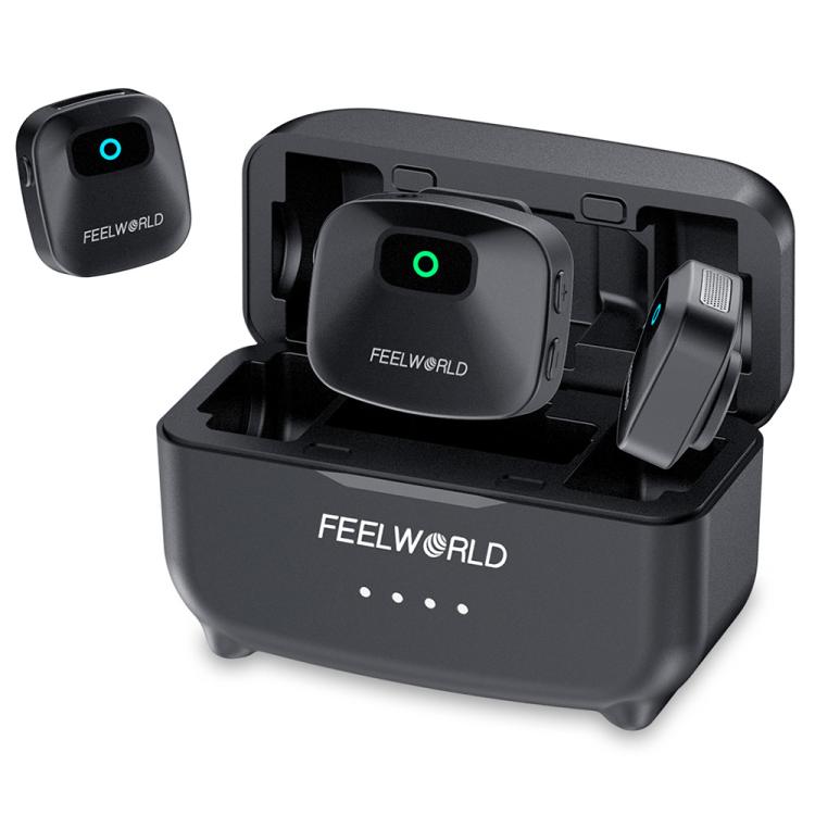 FEELWORLD LM1 Wireless Lavalier Microphone for Phone Computer Camera, 2TX + 1RX + Charging Case