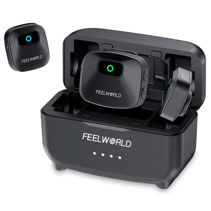 FEELWORLD LM1 Wireless Lavalier Microphone for Phone Computer Camera, 2TX + 1RX + Charging Case