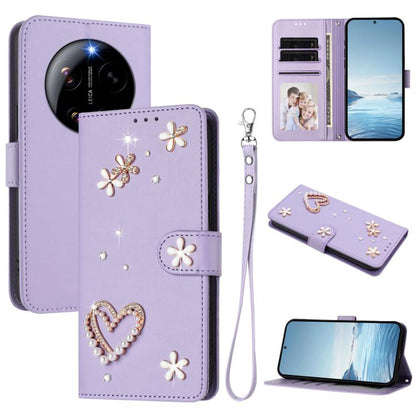 ZS01 Double-Layer Heart Floral Vegan Leather Phone Case with Wrist Strap, For Xiaomi 17 Ultra 5G, For Xiaomi Poco F8 Ultra / Redmi K90 Pro Max, For Xiaomi Poco F8 Pro 5G / Redmi K90, For Xiaomi 17 Pro Max 5G, For Xiaomi 17 Pro 5G, For Xiaomi 17 5G     ...