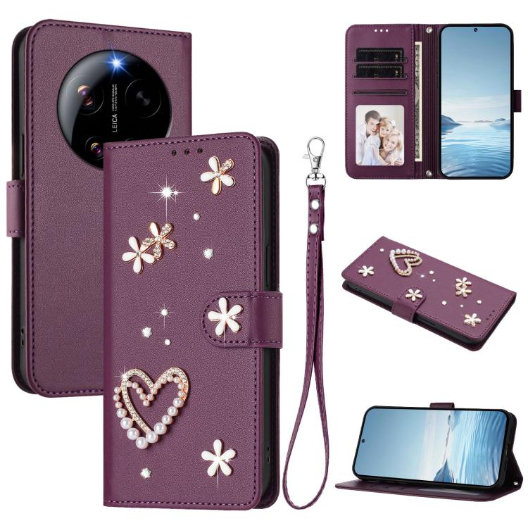 ZS01 Double-Layer Heart Floral Vegan Leather Phone Case with Wrist Strap, For Xiaomi 17 Ultra 5G, For Xiaomi Poco F8 Ultra / Redmi K90 Pro Max, For Xiaomi Poco F8 Pro 5G / Redmi K90, For Xiaomi 17 Pro Max 5G, For Xiaomi 17 Pro 5G, For Xiaomi 17 5G     ...