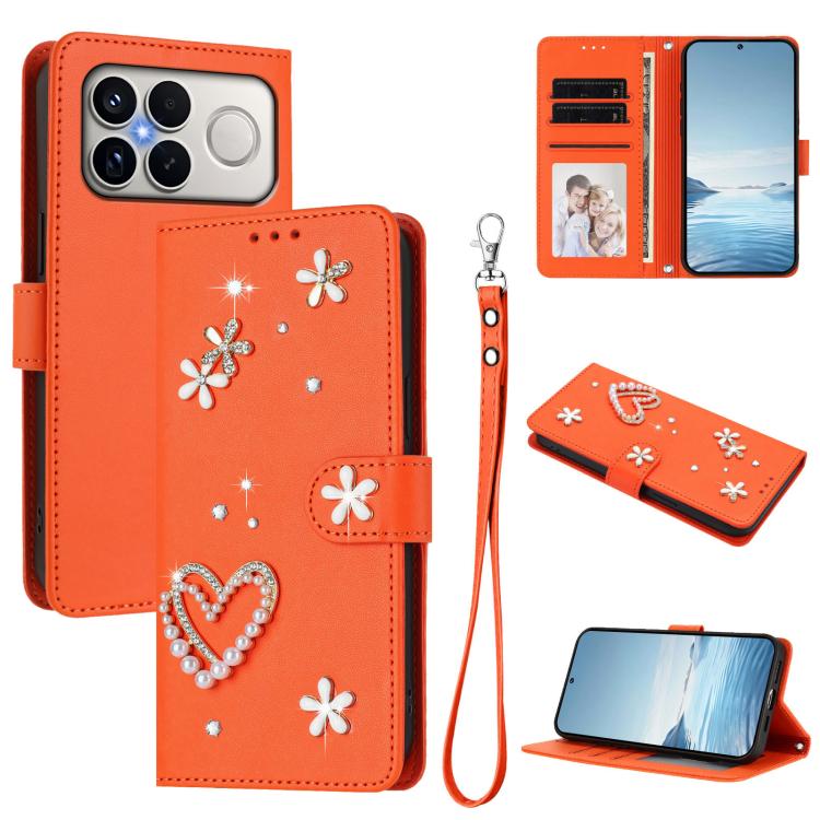 ZS01 Double-Layer Heart Floral Vegan Leather Phone Case with Wrist Strap, For Xiaomi 17 Ultra 5G, For Xiaomi Poco F8 Ultra / Redmi K90 Pro Max, For Xiaomi Poco F8 Pro 5G / Redmi K90, For Xiaomi 17 Pro Max 5G, For Xiaomi 17 Pro 5G, For Xiaomi 17 5G     ...