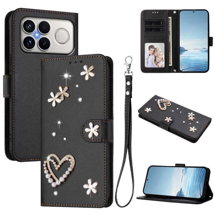 ZS01 Double-Layer Heart Floral Vegan Leather Phone Case with Wrist Strap, For Xiaomi 17 Ultra 5G, For Xiaomi Poco F8 Ultra / Redmi K90 Pro Max, For Xiaomi Poco F8 Pro 5G / Redmi K90, For Xiaomi 17 Pro Max 5G, For Xiaomi 17 Pro 5G, For Xiaomi 17 5G     ...