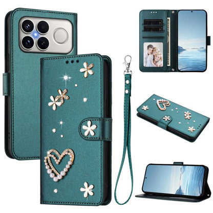 ZS01 Double-Layer Heart Floral Vegan Leather Phone Case with Wrist Strap, For Xiaomi 17 Ultra 5G, For Xiaomi Poco F8 Ultra / Redmi K90 Pro Max, For Xiaomi Poco F8 Pro 5G / Redmi K90, For Xiaomi 17 Pro Max 5G, For Xiaomi 17 Pro 5G, For Xiaomi 17 5G     ...