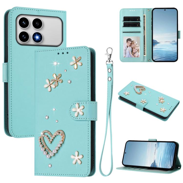 ZS01 Double-Layer Heart Floral Vegan Leather Phone Case with Wrist Strap, For Xiaomi 17 Ultra 5G, For Xiaomi Poco F8 Ultra / Redmi K90 Pro Max, For Xiaomi Poco F8 Pro 5G / Redmi K90, For Xiaomi 17 Pro Max 5G, For Xiaomi 17 Pro 5G, For Xiaomi 17 5G     ...