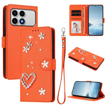 ZS01 Double-Layer Heart Floral Vegan Leather Phone Case with Wrist Strap, For Xiaomi 17 Ultra 5G, For Xiaomi Poco F8 Ultra / Redmi K90 Pro Max, For Xiaomi Poco F8 Pro 5G / Redmi K90, For Xiaomi 17 Pro Max 5G, For Xiaomi 17 Pro 5G, For Xiaomi 17 5G     ...