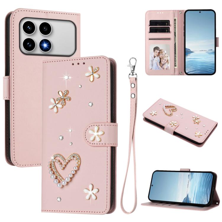 ZS01 Double-Layer Heart Floral Vegan Leather Phone Case with Wrist Strap, For Xiaomi 17 Ultra 5G, For Xiaomi Poco F8 Ultra / Redmi K90 Pro Max, For Xiaomi Poco F8 Pro 5G / Redmi K90, For Xiaomi 17 Pro Max 5G, For Xiaomi 17 Pro 5G, For Xiaomi 17 5G     ...