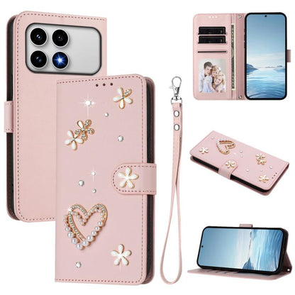 ZS01 Double-Layer Heart Floral Vegan Leather Phone Case with Wrist Strap, For Xiaomi 17 Ultra 5G, For Xiaomi Poco F8 Ultra / Redmi K90 Pro Max, For Xiaomi Poco F8 Pro 5G / Redmi K90, For Xiaomi 17 Pro Max 5G, For Xiaomi 17 Pro 5G, For Xiaomi 17 5G     ...