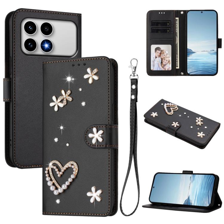 ZS01 Double-Layer Heart Floral Vegan Leather Phone Case with Wrist Strap, For Xiaomi 17 Ultra 5G, For Xiaomi Poco F8 Ultra / Redmi K90 Pro Max, For Xiaomi Poco F8 Pro 5G / Redmi K90, For Xiaomi 17 Pro Max 5G, For Xiaomi 17 Pro 5G, For Xiaomi 17 5G     ...