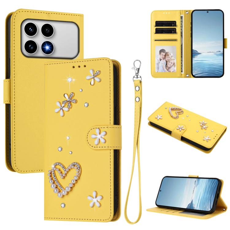 ZS01 Double-Layer Heart Floral Vegan Leather Phone Case with Wrist Strap, For Xiaomi 17 Ultra 5G, For Xiaomi Poco F8 Ultra / Redmi K90 Pro Max, For Xiaomi Poco F8 Pro 5G / Redmi K90, For Xiaomi 17 Pro Max 5G, For Xiaomi 17 Pro 5G, For Xiaomi 17 5G     ...