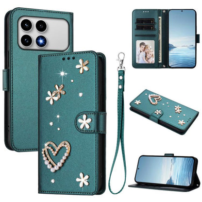 ZS01 Double-Layer Heart Floral Vegan Leather Phone Case with Wrist Strap, For Xiaomi 17 Ultra 5G, For Xiaomi Poco F8 Ultra / Redmi K90 Pro Max, For Xiaomi Poco F8 Pro 5G / Redmi K90, For Xiaomi 17 Pro Max 5G, For Xiaomi 17 Pro 5G, For Xiaomi 17 5G     ...