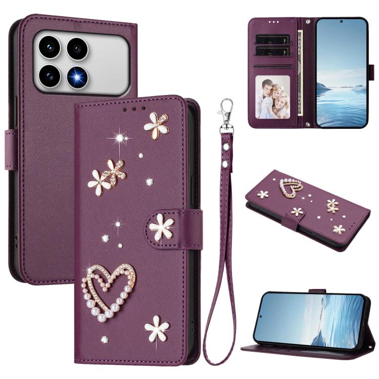 ZS01 Double-Layer Heart Floral Vegan Leather Phone Case with Wrist Strap, For Xiaomi 17 Ultra 5G, For Xiaomi Poco F8 Ultra / Redmi K90 Pro Max, For Xiaomi Poco F8 Pro 5G / Redmi K90, For Xiaomi 17 Pro Max 5G, For Xiaomi 17 Pro 5G, For Xiaomi 17 5G     ...