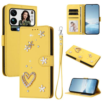 ZS01 Double-Layer Heart Floral Vegan Leather Phone Case with Wrist Strap, For Xiaomi 17 Ultra 5G, For Xiaomi Poco F8 Ultra / Redmi K90 Pro Max, For Xiaomi Poco F8 Pro 5G / Redmi K90, For Xiaomi 17 Pro Max 5G, For Xiaomi 17 Pro 5G, For Xiaomi 17 5G     ...