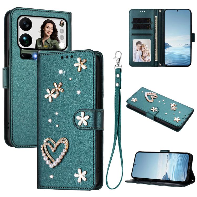 ZS01 Double-Layer Heart Floral Vegan Leather Phone Case with Wrist Strap, For Xiaomi 17 Ultra 5G, For Xiaomi Poco F8 Ultra / Redmi K90 Pro Max, For Xiaomi Poco F8 Pro 5G / Redmi K90, For Xiaomi 17 Pro Max 5G, For Xiaomi 17 Pro 5G, For Xiaomi 17 5G     ...