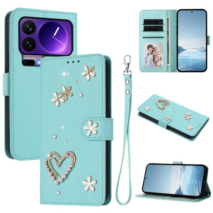 ZS01 Double-Layer Heart Floral Vegan Leather Phone Case with Wrist Strap, For Xiaomi 17 Ultra 5G, For Xiaomi Poco F8 Ultra / Redmi K90 Pro Max, For Xiaomi Poco F8 Pro 5G / Redmi K90, For Xiaomi 17 Pro Max 5G, For Xiaomi 17 Pro 5G, For Xiaomi 17 5G     ...