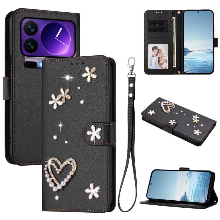 ZS01 Double-Layer Heart Floral Vegan Leather Phone Case with Wrist Strap, For Xiaomi 17 Ultra 5G, For Xiaomi Poco F8 Ultra / Redmi K90 Pro Max, For Xiaomi Poco F8 Pro 5G / Redmi K90, For Xiaomi 17 Pro Max 5G, For Xiaomi 17 Pro 5G, For Xiaomi 17 5G     ...